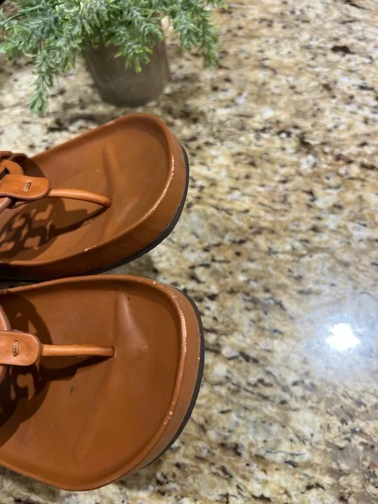 Tory Burch Miller Cloud Caramel Brown Leather Sandals 8.5 - Picture 9 of 11